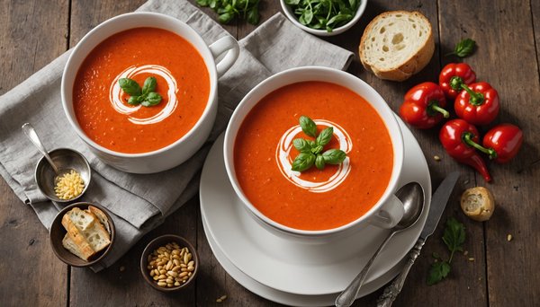 Savourez une soupe onctueuse de poivrons rouges rôtis au saveur fumée : la recette incontournable !